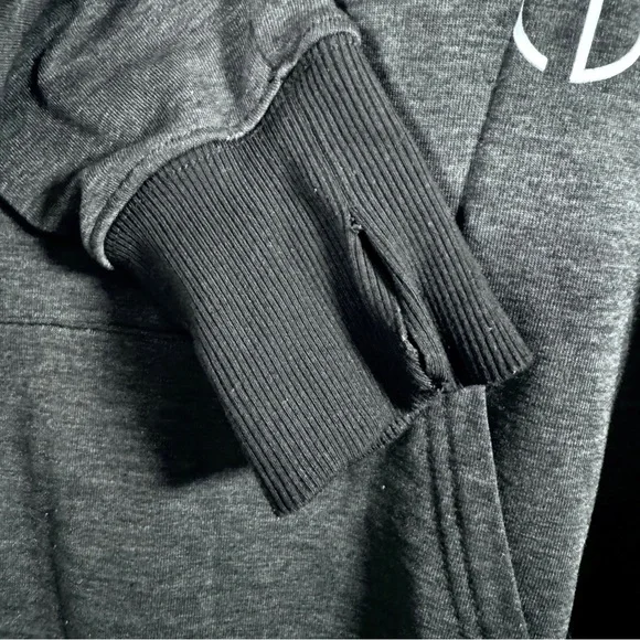 Oiselle Heather Charcoal Hoodie with Logo - Picture 4 of 11